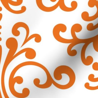 XL damask orange on white