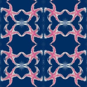 Pink Starfish on Navy - Small