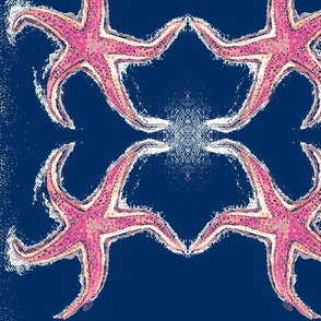 Pink Starfish on Navy - Large Scale