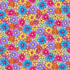 Whimsy Multicolor Flowers Pink Medium