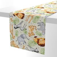 XL Jungle Animals (cream) Kids Safari Animal Nursery Bedding, Lion Elephant Giraffe Zebra Rhino Cheetah