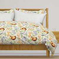 XL Jungle Animals (cream) Kids Safari Animal Nursery Bedding, Lion Elephant Giraffe Zebra Rhino Cheetah