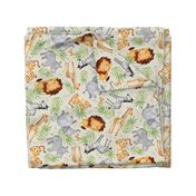 XL Jungle Animals (cream) Kids Safari Animal Nursery Bedding, Lion Elephant Giraffe Zebra Rhino Cheetah