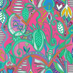 joyful botanical abundance wild colors 2 (pink background)