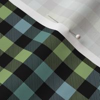 1/2" Jungle Buffalo Plaid, Black Blue + Green