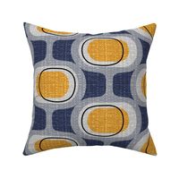 tweedy orbs navy-marigold mid century