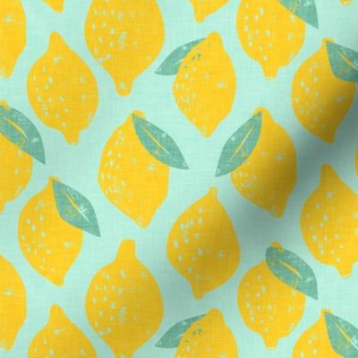 (med scale) lemons - summer citrus - yellow on mint - LAD20