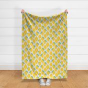 (large scale) lemons - summer citrus - yellow on black stripes - LAD20