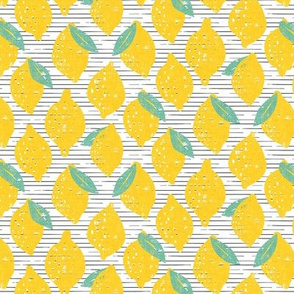 (small scale) lemons - summer citrus - yellow on black stripes - LAD20