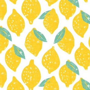 (med scale) lemons - summer citrus - yellow on white - LAD20