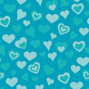 blue and turquoise hearts