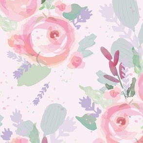 Martha's Watercolor Rose Garden -Pink