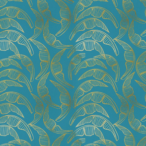 Test print - needs adjusting  Evening in the Tropics - Spring in Palm Beach - Gold on Teal