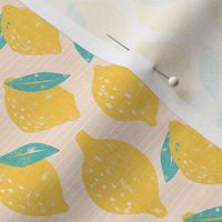 (small scale) lemons - summer citrus - pale pink stripes - LAD20