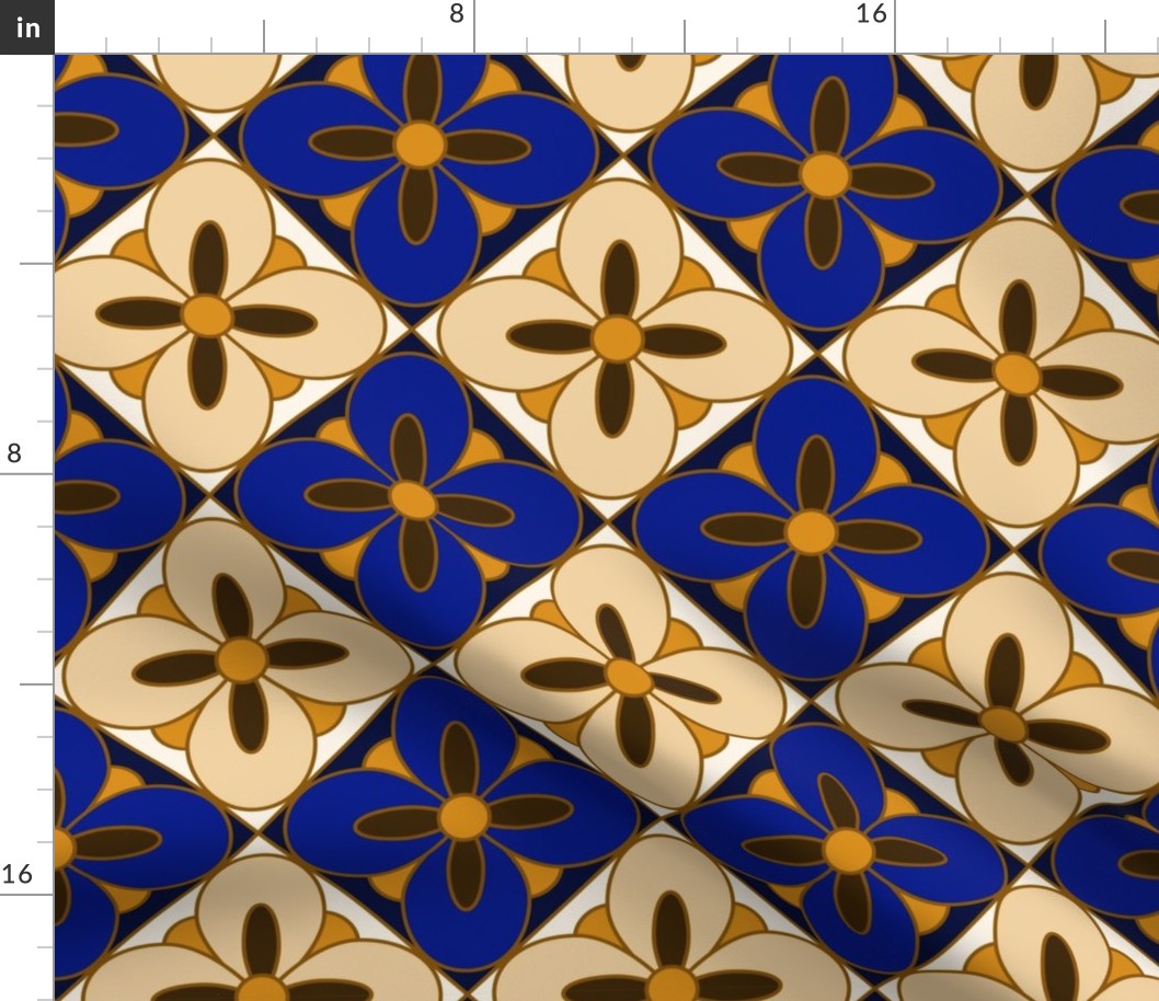 wonderful tile diagonal Cobalt Blue 