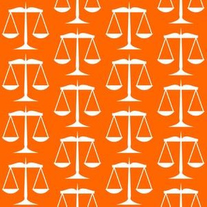 1.5 Inch White Scales of Justice on Orange