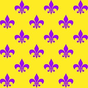 One Inch Purple Fleur-de-lis on Yellow