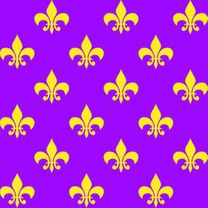 One Inch Yellow Fleur-de-lis on Purple