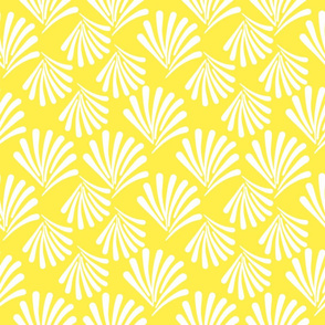 Art Deco Fan Flare! White on Sunshine Yellow