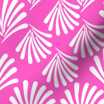 Art Deco Fan Flare! White on Candy Pink