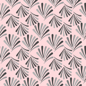 Art Deco Fan Flare! Greyscale on Shell Pink