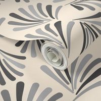Art Deco Fan Flare! Greyscale on Creamy Beige