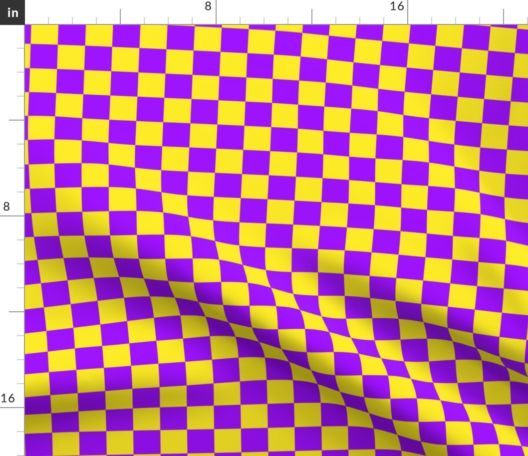 One Inch Purple and Yellow Checkerboard Squares