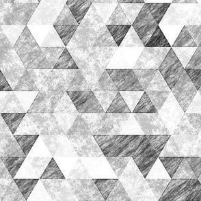 Triangles Grunge Pencil  Geometric Black&White Grey 50% Smaller