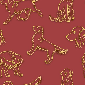 Golden Retrievers (Terracotta Background)