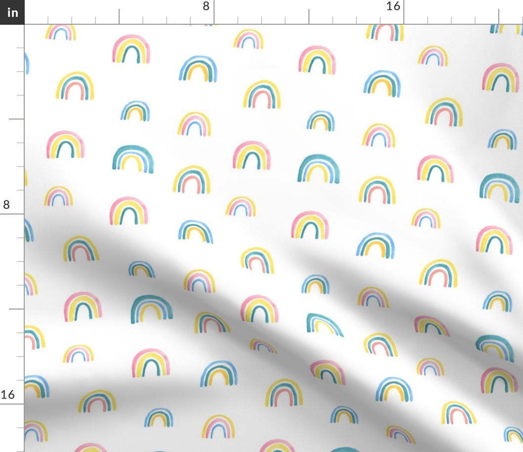 Watercolor rainbow hand-painted kids pattern