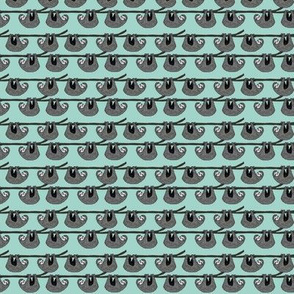 SMALL sloth fabric // mint grey black and white gender neutral kids