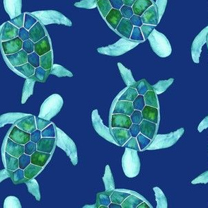 Green Sea Turtle Blue|Renee Davis