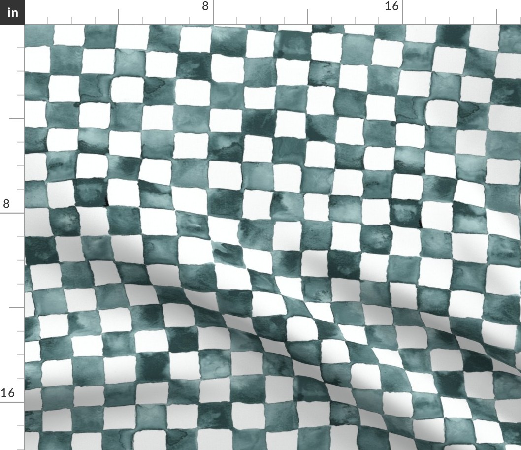 pine and mint watercolor checkerboard