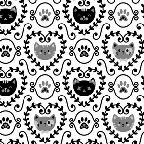 I Heart Cats in Black & Grey on White