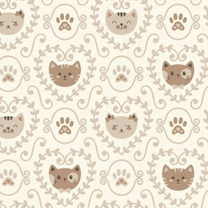 I Heart Cats in Brown on Beige