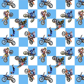 Dirtbike Stunts Blue 2 inch checkers