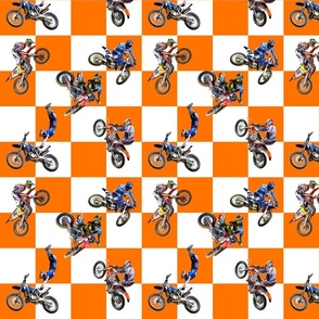 Dirtbike Stunts Orange 2 inch Checker