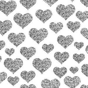 Hearts - Silver Glitter White