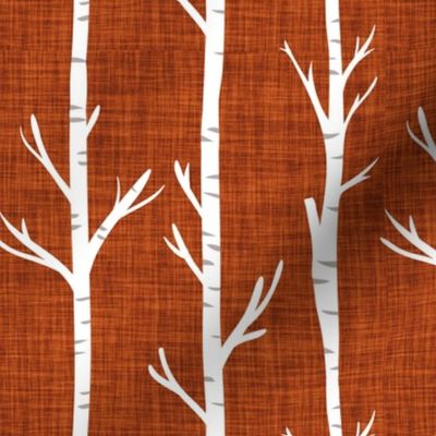 rust linen birch trees