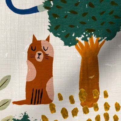 Forest Cats - on tan