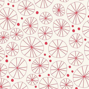 Circles, abstract, red, geometric, organic, flowers