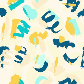 Abstract, brushstrokes, paint, brush, yellow, beige, blue, soft