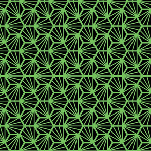 Geometric Pattern: Hexagon Ray: Black Green