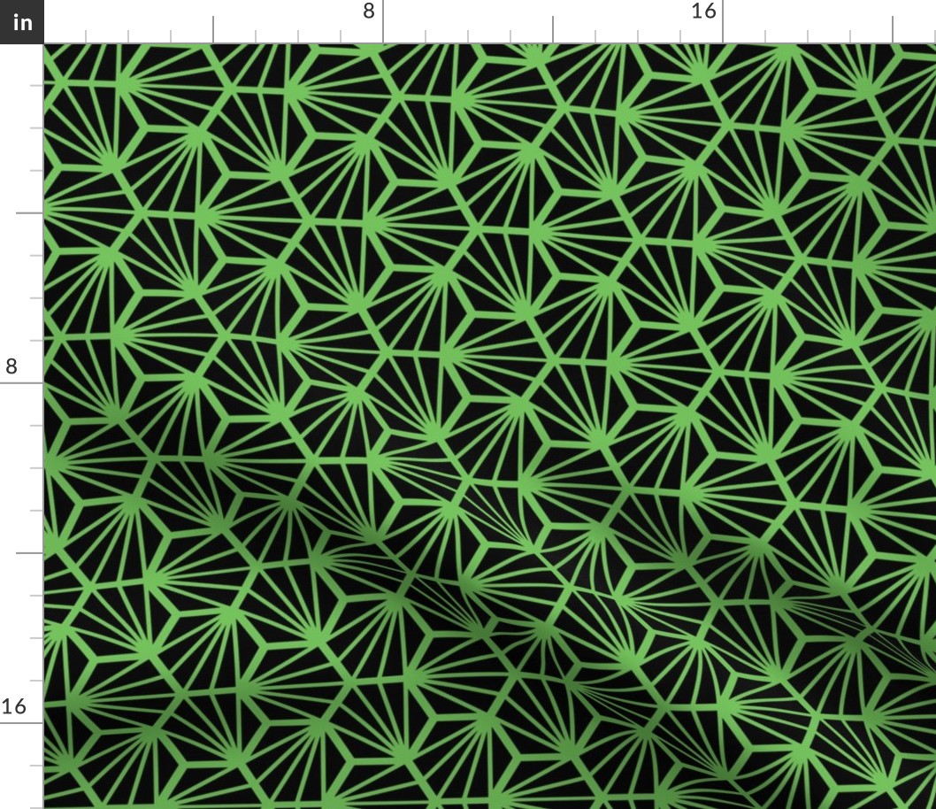 Geometric Pattern: Hexagon Ray: Black Green