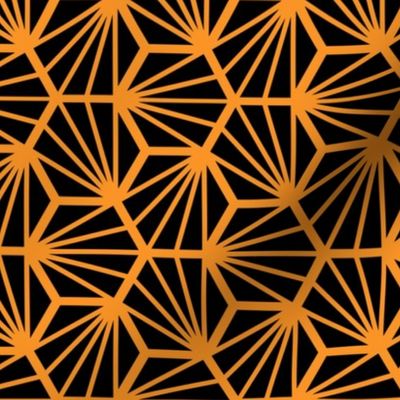 Geometric Pattern: Hexagon Ray: Black Orange