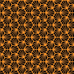 Geometric Pattern: Hexagon Ray: Black Orange