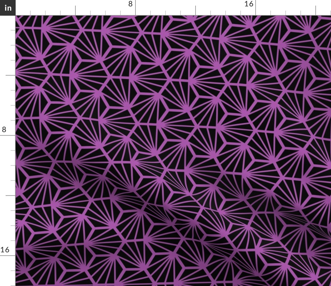 Geometric Pattern: Hexagon Ray: Black Purple