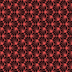 Geometric Pattern: Hexagon Ray: Black Red