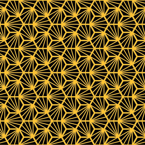 Geometric Pattern: Hexagon Ray: Black Yellow