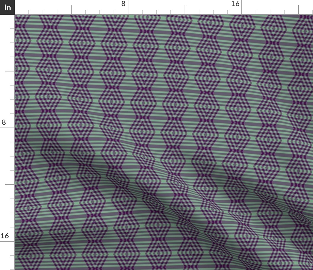 JP6 - Small - Buffalo Plaid Diamonds on Stripes in Royal Purple and Ocean View Green Pastel